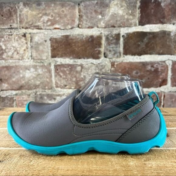 Crocs Duet Busy Day Skimmer Slip On Gray & Turquoise Sneaker Sz 8 - Picture 4 of 11